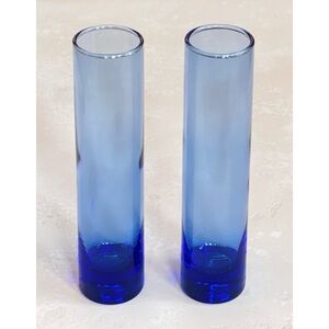 Set of 2 Vintage Libbey Cobalt Blue Glass Bud Vases